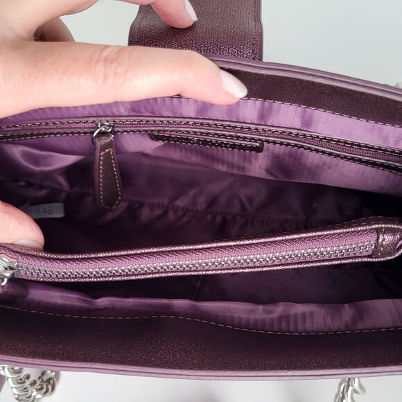 Valentino by Mario Valentino Metallic Purple Shoulder Bag I Chain Strap, Tassel - Picture 6 of 11